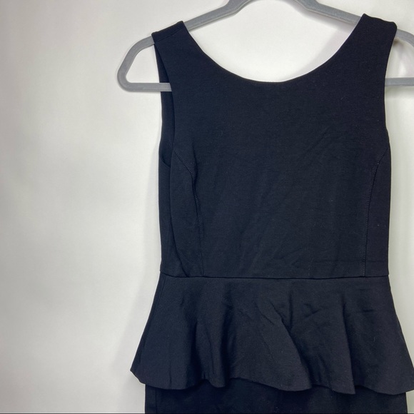 Banana Republic Size 4 Black Sleeveless Ponte Thick Stretch Knit Peplum Dress - Picture 3 of 8